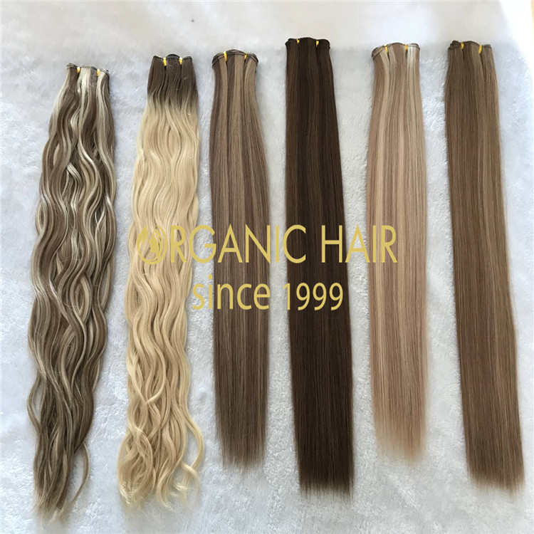 Mixed color--hand tied hair extensions.natural wave H129